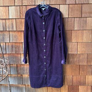 J. Jill Luxe Purple Brushed Corduroy Button Front Shift Dress in Women's Large